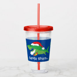 Weihnachts Acrylic Tumbler 16 oz Santa Shark Acryltrinkbecher