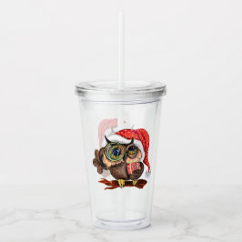 Weihnachts Acrylic Tumbler Baby Owl mit Geschenken Acryltrinkbecher
