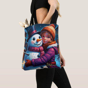 Weihnachts Adorable Girl and Snowman