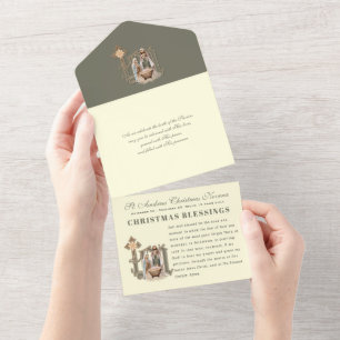 Weihnachts-Adventsgebet Vintage religiöse Novene   All In One Einladung