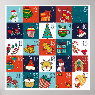 Weihnachts-Adventskalender-Poster zum Countdown Poster