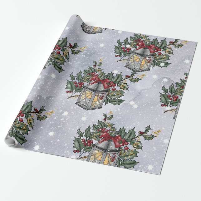 Weihnachts-Adventslaterne Muster Geschenkpapier (Ungerollt)