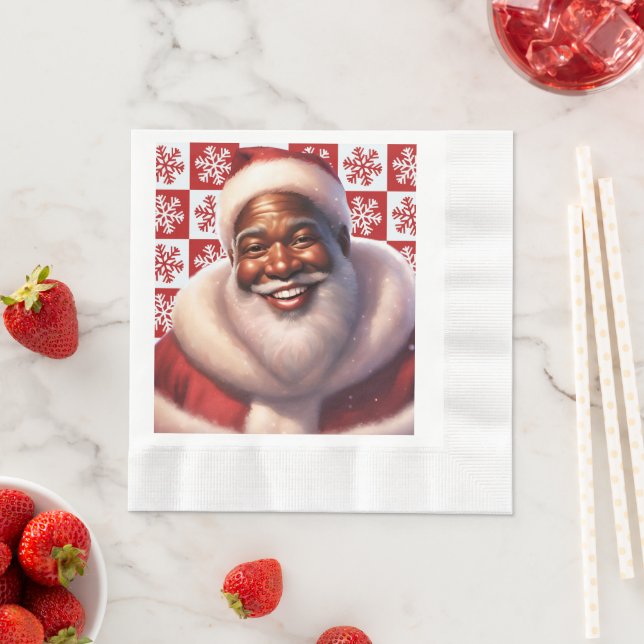 Weihnachts-Afroamerikaner Jolly Santa Claus, Serviette (Beispiel)