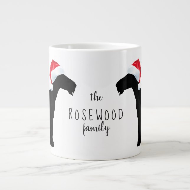 Weihnachts Airedale Terrier Hunde Weihnachtsmannmü Jumbo-Tasse (Vorderseite)
