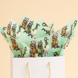 Weihnachts-Albern Gänserfest Raccoon Seidenpapier