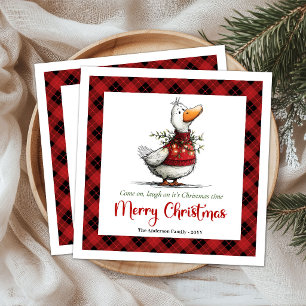 Weihnachts alberne Gans Humor Spielerei Papier Ser Serviette