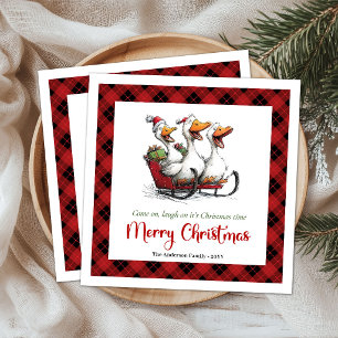Weihnachts-Alberne-Gänse-Cartoon-Humor-Papier-Serv Serviette