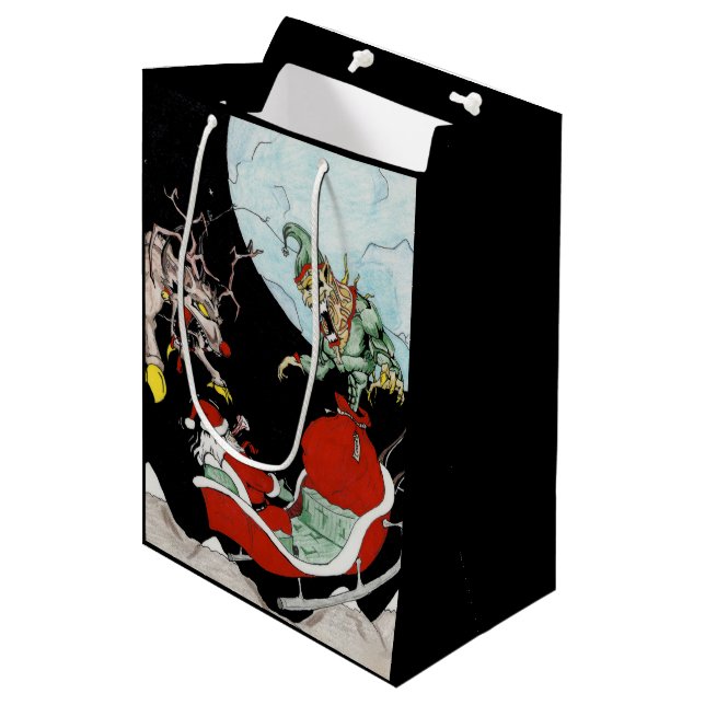 Weihnachts-Albtraum Custom Geschenktasche Mittlere Geschenktüte (Vorderseite Schrägansicht)