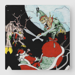 Weihnachts-Albtraum Square Wall Uhr