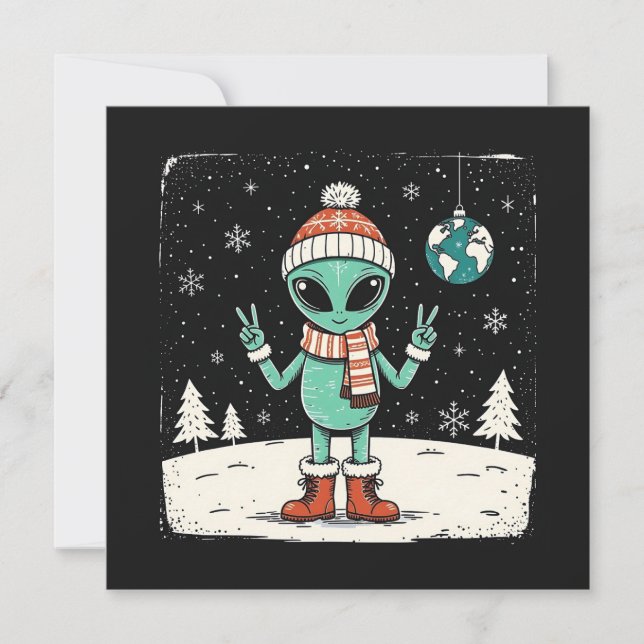 Weihnachts-Alien Feiertagskarte (Vorderseite)