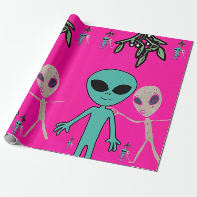 Weihnachts-Alien Geschenkpapier (Ungerollt)