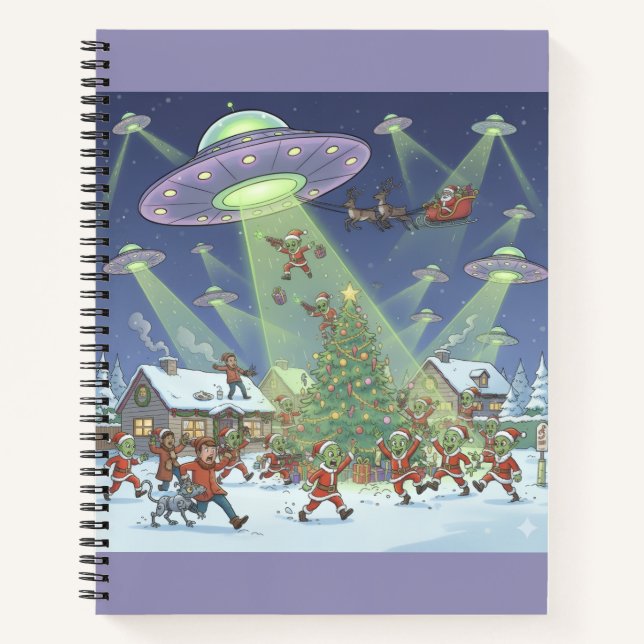 Weihnachts-Alien-Invasion, Spiralblock Notizbuch (Vorderseite)