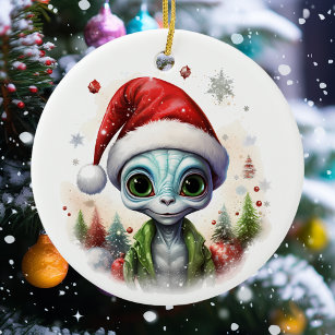 Weihnachts-Alien Keramik Ornament