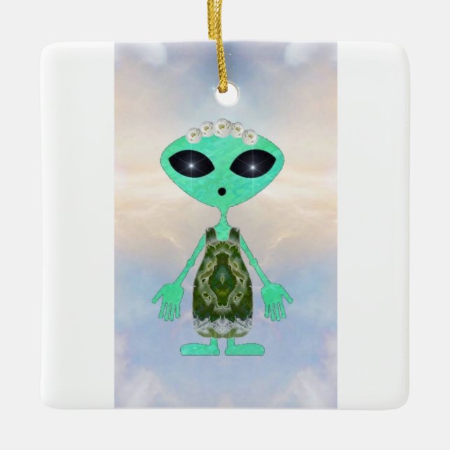 Weihnachts-Alien Keramikornament (Vorderseite)