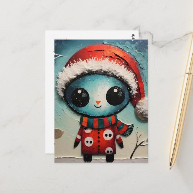 Weihnachts-Alien Postkarte (Vorderseite/Rückseite Beispiel)