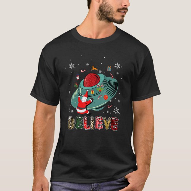 Weihnachts-Alien Ufo Santa Claus Xmas glauben T-Shirt (Vorderseite)