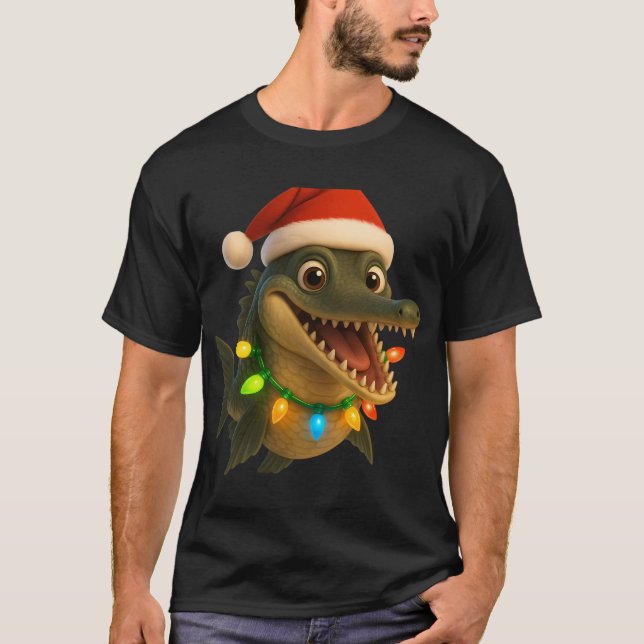 Weihnachts-Alligator-Garn-Fisch T-Shirt (Vorderseite)
