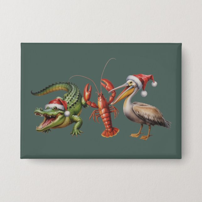 Weihnachts-Alligator Pelikan Crawfish Gans Tier Button (Vorderseite)