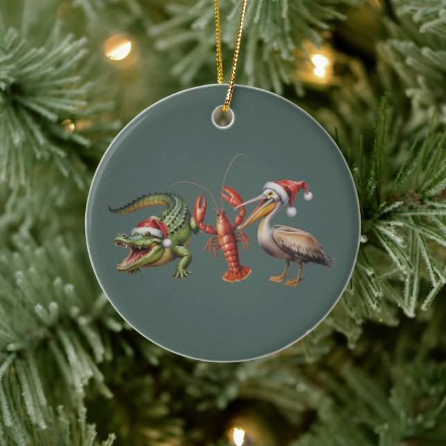 Weihnachts-Alligator-Pelikan-Krebs-Gans-Tier Keramik Ornament (Baum)