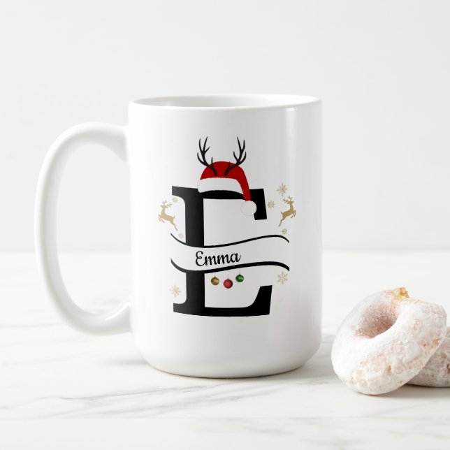 Weihnachts-Alphabet-Kollektion – Buchstabe E Desig Kaffeetasse (Mit Donut)