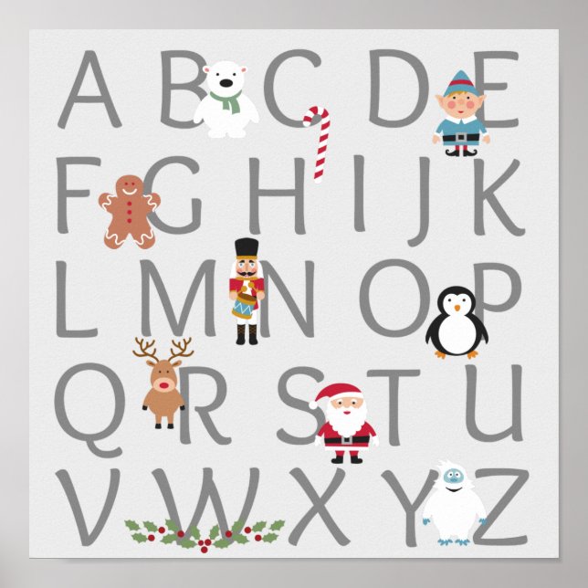 Weihnachts Alphabet Poster (Vorne)