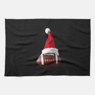 Weihnachts-American-Football-Ball-Santa-Hut (1) Geschirrtuch