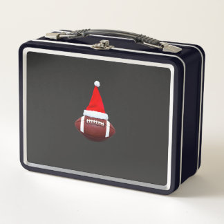 Weihnachts-American-Football-Ball-Santa-Hut (2) Metall Brotdose