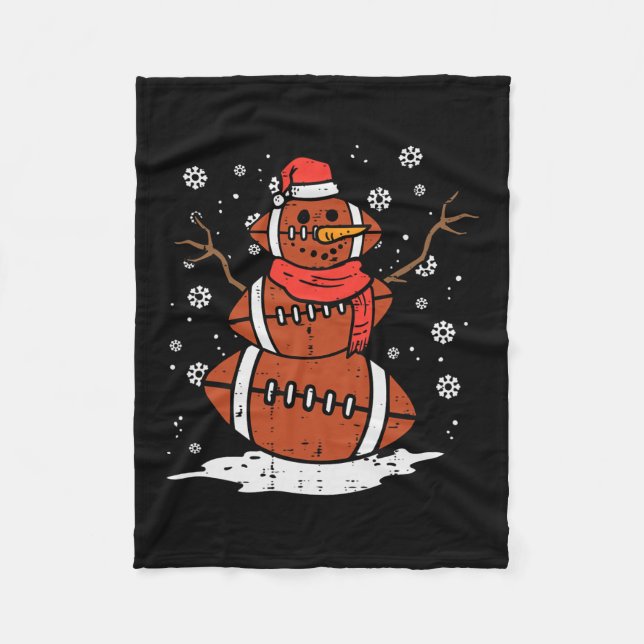 Weihnachts American Football Snowman Xmas Sport Mä Fleecedecke (Vorderseite)