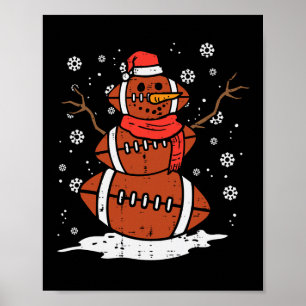 Weihnachts American Football Snowman Xmas Sport Mä Poster