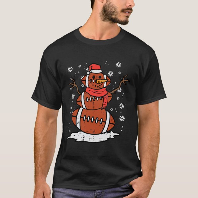 Weihnachts American Football Snowman Xmas Sport Mä T-Shirt (Vorderseite)