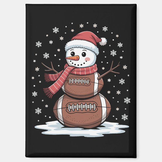 Weihnachts American Football Snowman Xmas Sport Magnet (Vorderseite)