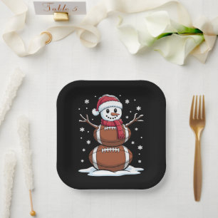 Weihnachts American Football Snowman Xmas Sport Pappteller
