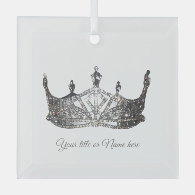 Weihnachts American Pageant Crown Ornament Aus Glas (Vorderseite)