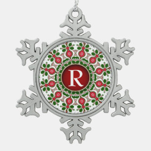 Weihnachts-Andenken-Monogramm-Zinn-Ornament Schneeflocken Zinn-Ornament