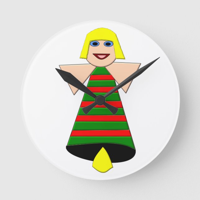 Weihnachts-Angel-Bell-Wall-Uhr Runde Wanduhr (Vorderseite)