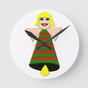 Weihnachts-Angel-Bell-Wall-Uhr Runde Wanduhr