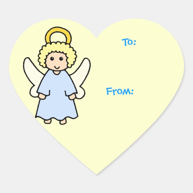 Weihnachts-Angel-Geschenktags Herz-Aufkleber (Vorderseite)