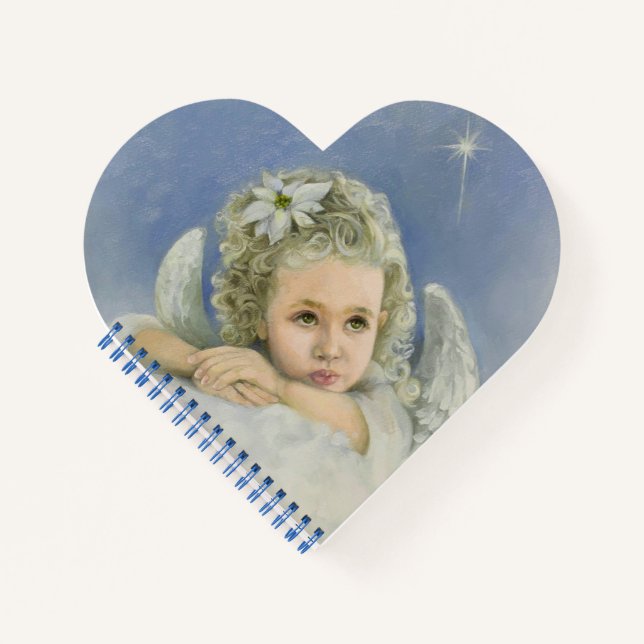 Weihnachts-Angel Heart Spiral Notebook Notizbuch (Vorderseite)