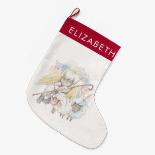 Weihnachts-Angel-Hirte mit Lämmern Großer Weihnachtsstrumpf