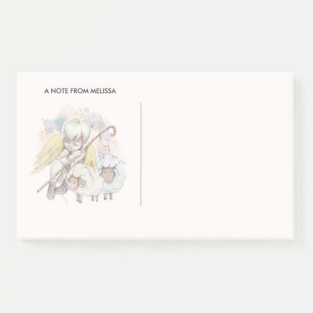 Weihnachts-Angel-Hirte mit Lämmern Post-it Klebezettel (Vorderseite)