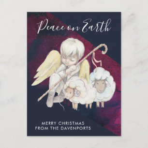 Weihnachts-Angel-Hirte mit Lämmern Urlaub Postkarte