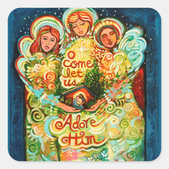 Weihnachts-Angel-Holiday-Stickers Quadratischer Aufkleber (Vorderseite)