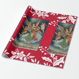 Weihnachts-Angel Holly-COLLAGE-Packpapier Geschenkpapier