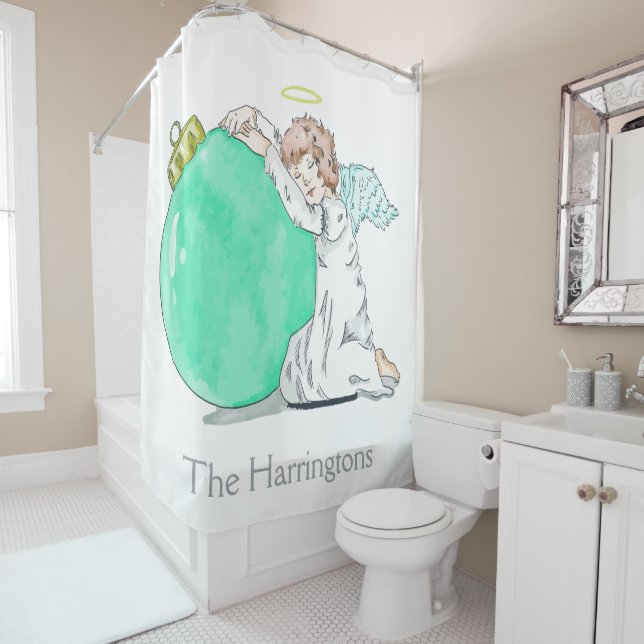 Weihnachts-Angel-individuelle Name-Duschvorhang Duschvorhang (Beispiel)