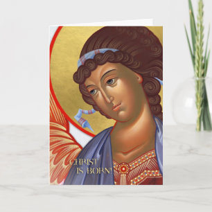 Weihnachts-Angel-Karte mit Krippe im Inneren Feiertagskarte