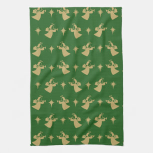 Weihnachts Angel Nativity Star Green Gold Geschirrtuch