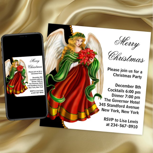 Weihnachts-Angel-Party Einladung (Angel Christmas party invitation. Any occasion. Download and printed available. )
