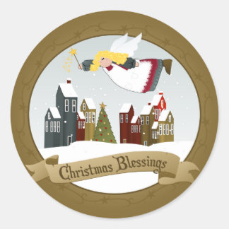Weihnachts Angel Round Stickers