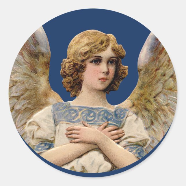 Weihnachts-Angel-Urlaubskarte Umschlag Aufkleber V (Vorderseite)