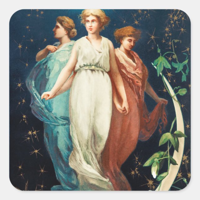 Weihnachts Angels Stern und Crescent Moon Quadratischer Aufkleber (Vorderseite)